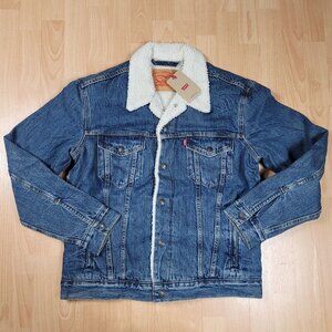 NEW Levi's Sherpa Denim Type II Trucker Jacket Men's Size Small Snap Winter Coat